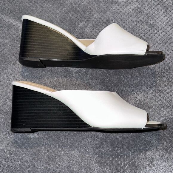 Alfani Laurita Leather Wedge Sandals Women’s Size 10 Step N‎ Flex White Open Toe - Picture 6 of 14